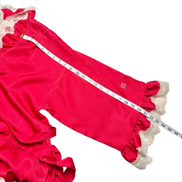 Givenchy Intimates | Women | Vtg 80s Red Satin Lace Slip Dress Robe Set | Small - Picture 9 of 16